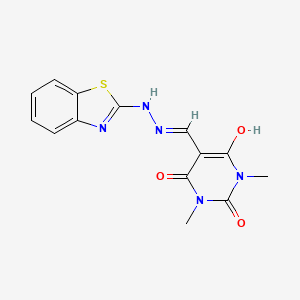 5-{[2-(1,3-benzothiazol-2-yl)hydrazinyl]methylidene}-1,3-dimethylpyrimidine-2,4,6(1H,3H,5H)-trione