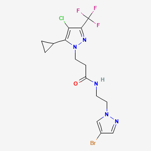 molecular formula C15H16BrClF3N5O B10954495 N-[2-(4-bromo-1H-pyrazol-1-yl)ethyl]-3-[4-chloro-5-cyclopropyl-3-(trifluoromethyl)-1H-pyrazol-1-yl]propanamide 