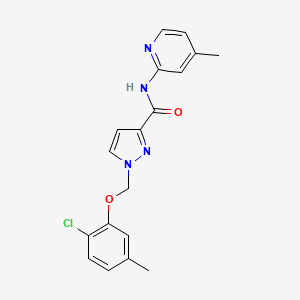 molecular formula C18H17ClN4O2 B10954525 1-[(2-chloro-5-methylphenoxy)methyl]-N-(4-methylpyridin-2-yl)-1H-pyrazole-3-carboxamide 