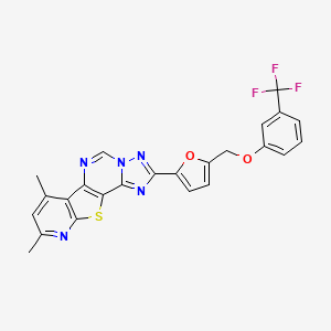 molecular formula C24H16F3N5O2S B10954531 11,13-dimethyl-4-[5-[[3-(trifluoromethyl)phenoxy]methyl]furan-2-yl]-16-thia-3,5,6,8,14-pentazatetracyclo[7.7.0.02,6.010,15]hexadeca-1(9),2,4,7,10(15),11,13-heptaene 