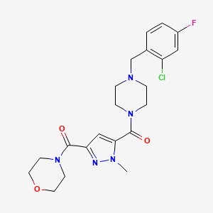 molecular formula C21H25ClFN5O3 B10954557 [4-(2-Chloro-4-fluorobenzyl)piperazino][1-methyl-3-(morpholinocarbonyl)-1H-pyrazol-5-YL]methanone 