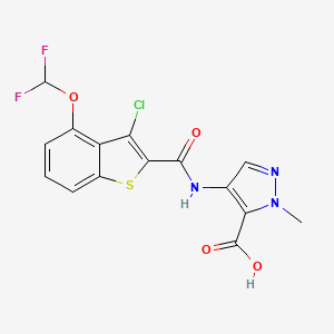 4-({[3-chloro-4-(difluoromethoxy)-1-benzothiophen-2-yl]carbonyl}amino)-1-methyl-1H-pyrazole-5-carboxylic acid