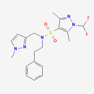 molecular formula C19H23F2N5O2S B10954594 1-(difluoromethyl)-3,5-dimethyl-N-[(1-methyl-1H-pyrazol-3-yl)methyl]-N-(2-phenylethyl)-1H-pyrazole-4-sulfonamide 