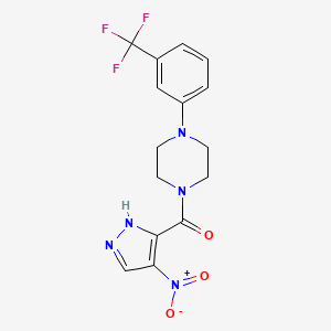 molecular formula C15H14F3N5O3 B10954628 (4-nitro-1H-pyrazol-3-yl){4-[3-(trifluoromethyl)phenyl]piperazin-1-yl}methanone 