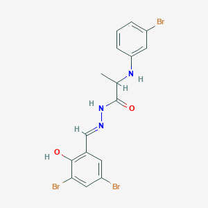 molecular formula C16H14Br3N3O2 B10954631 2-(3-Bromoanilino)-N'-[(E)-1-(3,5-dibromo-2-hydroxyphenyl)methylidene]propanohydrazide 