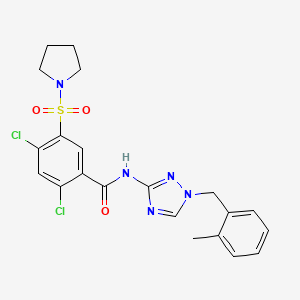 molecular formula C21H21Cl2N5O3S B10954654 2,4-dichloro-N-[1-(2-methylbenzyl)-1H-1,2,4-triazol-3-yl]-5-(pyrrolidin-1-ylsulfonyl)benzamide 