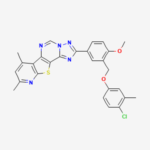 4-[3-[(4-chloro-3-methylphenoxy)methyl]-4-methoxyphenyl]-11,13-dimethyl-16-thia-3,5,6,8,14-pentazatetracyclo[7.7.0.02,6.010,15]hexadeca-1(9),2,4,7,10(15),11,13-heptaene