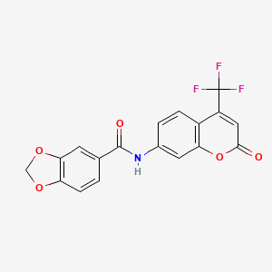 N-[2-oxo-4-(trifluoromethyl)-2H-chromen-7-yl]-1,3-benzodioxole-5-carboxamide