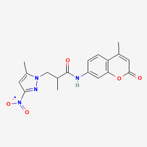 2-methyl-3-(5-methyl-3-nitro-1H-pyrazol-1-yl)-N-(4-methyl-2-oxo-2H-chromen-7-yl)propanamide