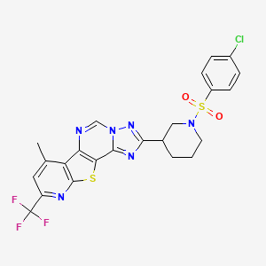 molecular formula C23H18ClF3N6O2S2 B10954697 4-[1-(4-chlorophenyl)sulfonylpiperidin-3-yl]-11-methyl-13-(trifluoromethyl)-16-thia-3,5,6,8,14-pentazatetracyclo[7.7.0.02,6.010,15]hexadeca-1(9),2,4,7,10(15),11,13-heptaene 