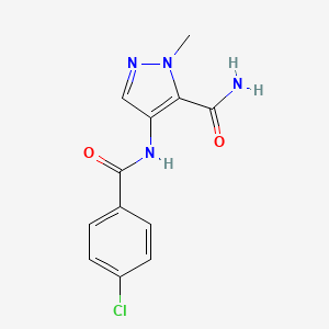 molecular formula C12H11ClN4O2 B10954706 4-{[(4-chlorophenyl)carbonyl]amino}-1-methyl-1H-pyrazole-5-carboxamide 