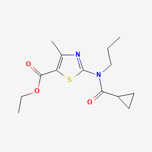 molecular formula C14H20N2O3S B10954720 Ethyl 2-[(cyclopropylcarbonyl)(propyl)amino]-4-methyl-1,3-thiazole-5-carboxylate 