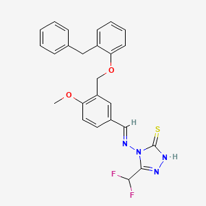 4-{[(E)-{3-[(2-benzylphenoxy)methyl]-4-methoxyphenyl}methylidene]amino}-5-(difluoromethyl)-4H-1,2,4-triazole-3-thiol