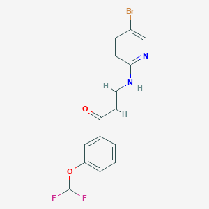 molecular formula C15H11BrF2N2O2 B10954772 3-((5-Bromopyridin-2-yl)amino)-1-(3-(difluoromethoxy)phenyl)prop-2-en-1-one 