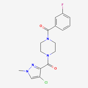 molecular formula C16H16ClFN4O2 B10954808 (4-chloro-1-methyl-1H-pyrazol-3-yl){4-[(3-fluorophenyl)carbonyl]piperazin-1-yl}methanone 