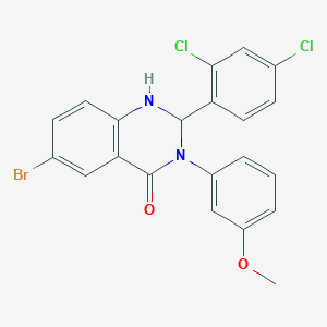 molecular formula C21H15BrCl2N2O2 B10954823 6-bromo-2-(2,4-dichlorophenyl)-3-(3-methoxyphenyl)-2,3-dihydroquinazolin-4(1H)-one 