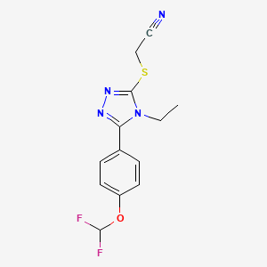 molecular formula C13H12F2N4OS B10954827 ({5-[4-(difluoromethoxy)phenyl]-4-ethyl-4H-1,2,4-triazol-3-yl}sulfanyl)acetonitrile 