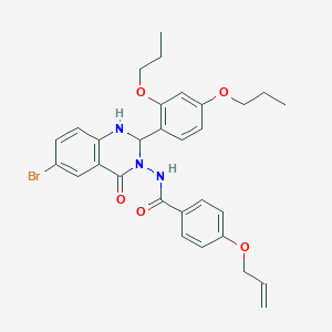 molecular formula C30H32BrN3O5 B10954854 N-[6-bromo-2-(2,4-dipropoxyphenyl)-4-oxo-1,4-dihydroquinazolin-3(2H)-yl]-4-(prop-2-en-1-yloxy)benzamide 