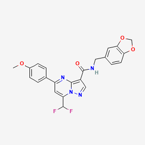 molecular formula C23H18F2N4O4 B10954861 N-(1,3-benzodioxol-5-ylmethyl)-7-(difluoromethyl)-5-(4-methoxyphenyl)pyrazolo[1,5-a]pyrimidine-3-carboxamide 