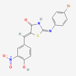 molecular formula C16H10BrN3O4S B10954889 (2E,5Z)-2-[(4-bromophenyl)imino]-5-(4-hydroxy-3-nitrobenzylidene)-1,3-thiazolidin-4-one 