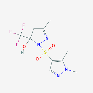 molecular formula C10H13F3N4O3S B10954902 1-[(1,5-dimethyl-1H-pyrazol-4-yl)sulfonyl]-3-methyl-5-(trifluoromethyl)-4,5-dihydro-1H-pyrazol-5-ol 