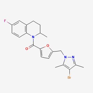 {5-[(4-bromo-3,5-dimethyl-1H-pyrazol-1-yl)methyl]furan-2-yl}(6-fluoro-2-methyl-3,4-dihydroquinolin-1(2H)-yl)methanone