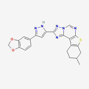 2-[5-(1,3-benzodioxol-5-yl)-1H-pyrazol-3-yl]-9-methyl-8,9,10,11-tetrahydro[1]benzothieno[3,2-e][1,2,4]triazolo[1,5-c]pyrimidine