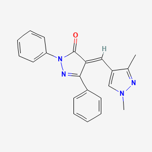 molecular formula C21H18N4O B10954975 (4E)-4-[(1,3-dimethyl-1H-pyrazol-4-yl)methylidene]-2,5-diphenyl-2,4-dihydro-3H-pyrazol-3-one 