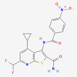 4-Cyclopropyl-6-(difluoromethyl)-3-[(4-nitrobenzoyl)amino]thieno[2,3-b]pyridine-2-carboxamide