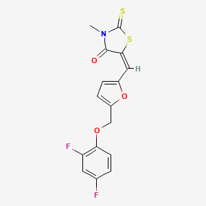 (5E)-5-({5-[(2,4-difluorophenoxy)methyl]furan-2-yl}methylidene)-3-methyl-2-thioxo-1,3-thiazolidin-4-one