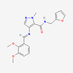 4-{[(E)-(2,3-dimethoxyphenyl)methylidene]amino}-N-(furan-2-ylmethyl)-1-methyl-1H-pyrazole-5-carboxamide