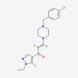 molecular formula C20H25FN4O B10955022 (2E)-1-(1-ethyl-5-methyl-1H-pyrazol-4-yl)-3-[4-(4-fluorobenzyl)piperazin-1-yl]prop-2-en-1-one 