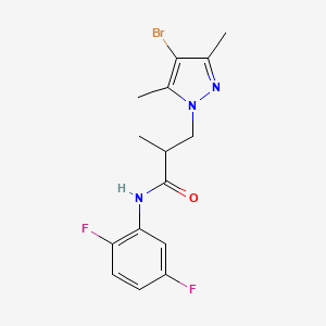 molecular formula C15H16BrF2N3O B10955060 3-(4-bromo-3,5-dimethyl-1H-pyrazol-1-yl)-N-(2,5-difluorophenyl)-2-methylpropanamide 