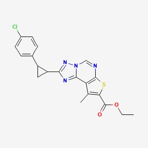 Ethyl 2-[2-(4-chlorophenyl)cyclopropyl]-9-methylthieno[3,2-e][1,2,4]triazolo[1,5-c]pyrimidine-8-carboxylate