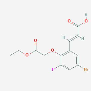 molecular formula C13H12BrIO5 B10955106 (2E)-3-[5-bromo-2-(2-ethoxy-2-oxoethoxy)-3-iodophenyl]prop-2-enoic acid 