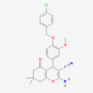 molecular formula C26H25ClN2O4 B10955116 2-amino-4-{4-[(4-chlorobenzyl)oxy]-3-methoxyphenyl}-7,7-dimethyl-5-oxo-5,6,7,8-tetrahydro-4H-chromene-3-carbonitrile 