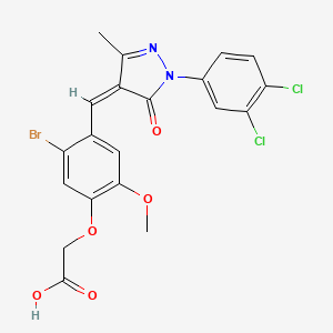 molecular formula C20H15BrCl2N2O5 B10955122 (5-bromo-4-{(Z)-[1-(3,4-dichlorophenyl)-3-methyl-5-oxo-1,5-dihydro-4H-pyrazol-4-ylidene]methyl}-2-methoxyphenoxy)acetic acid 