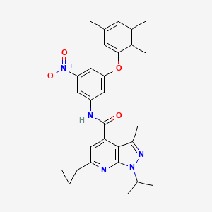 6-cyclopropyl-3-methyl-N-[3-nitro-5-(2,3,5-trimethylphenoxy)phenyl]-1-(propan-2-yl)-1H-pyrazolo[3,4-b]pyridine-4-carboxamide