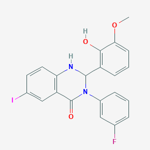 3-(3-fluorophenyl)-2-(2-hydroxy-3-methoxyphenyl)-6-iodo-2,3-dihydroquinazolin-4(1H)-one