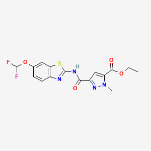 ethyl 3-{[6-(difluoromethoxy)-1,3-benzothiazol-2-yl]carbamoyl}-1-methyl-1H-pyrazole-5-carboxylate