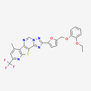 molecular formula C25H18F3N5O3S B10955260 4-[5-[(2-ethoxyphenoxy)methyl]furan-2-yl]-11-methyl-13-(trifluoromethyl)-16-thia-3,5,6,8,14-pentazatetracyclo[7.7.0.02,6.010,15]hexadeca-1(9),2,4,7,10(15),11,13-heptaene 