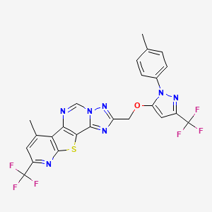 11-methyl-4-[[2-(4-methylphenyl)-5-(trifluoromethyl)pyrazol-3-yl]oxymethyl]-13-(trifluoromethyl)-16-thia-3,5,6,8,14-pentazatetracyclo[7.7.0.02,6.010,15]hexadeca-1(9),2,4,7,10(15),11,13-heptaene