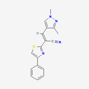 (2E)-3-(1,3-dimethyl-1H-pyrazol-4-yl)-2-(4-phenyl-1,3-thiazol-2-yl)prop-2-enenitrile