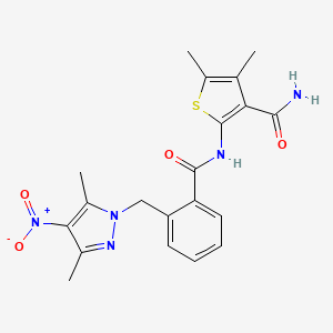 2-[({2-[(3,5-dimethyl-4-nitro-1H-pyrazol-1-yl)methyl]phenyl}carbonyl)amino]-4,5-dimethylthiophene-3-carboxamide