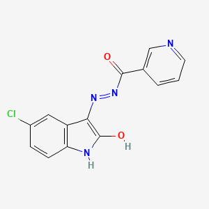 N'-[(3E)-5-chloro-2-oxo-1,2-dihydro-3H-indol-3-ylidene]pyridine-3-carbohydrazide