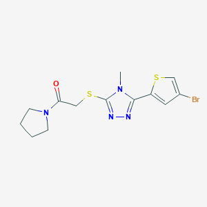 molecular formula C13H15BrN4OS2 B10955326 2-{[5-(4-bromothiophen-2-yl)-4-methyl-4H-1,2,4-triazol-3-yl]sulfanyl}-1-(pyrrolidin-1-yl)ethanone 