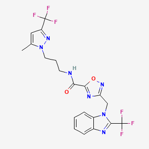 N-{3-[5-methyl-3-(trifluoromethyl)-1H-pyrazol-1-yl]propyl}-3-{[2-(trifluoromethyl)-1H-benzimidazol-1-yl]methyl}-1,2,4-oxadiazole-5-carboxamide