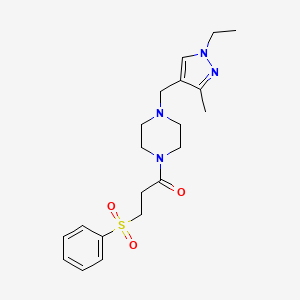 1-{4-[(1-Ethyl-3-methyl-1H-pyrazol-4-YL)methyl]piperazino}-3-(phenylsulfonyl)-1-propanone