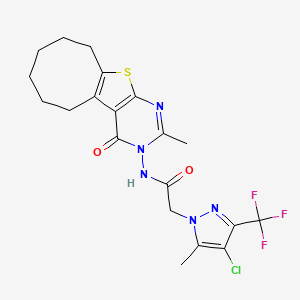 2-[4-Chloro-5-methyl-3-(trifluoromethyl)-1H-pyrazol-1-YL]-N-[2-methyl-4-oxo-5,6,7,8,9,10-hexahydrocycloocta[4,5]thieno[2,3-D]pyrimidin-3(4H)-YL]acetamide