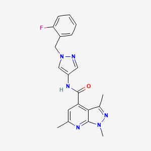 molecular formula C20H19FN6O B10955350 N-[1-(2-fluorobenzyl)-1H-pyrazol-4-yl]-1,3,6-trimethyl-1H-pyrazolo[3,4-b]pyridine-4-carboxamide 